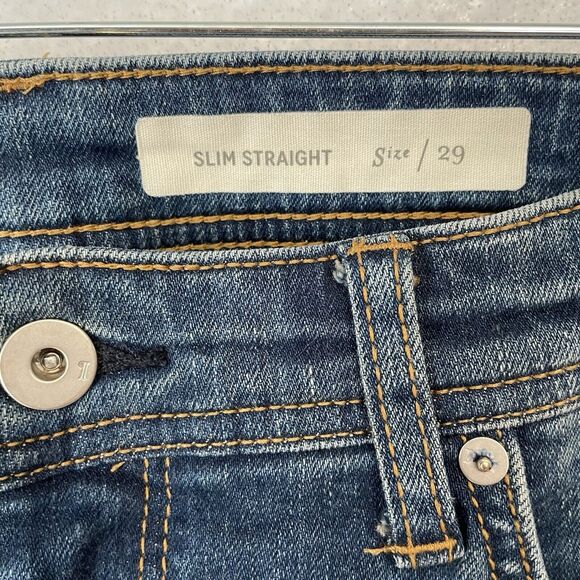 Pilcro Jeans Women’s 29 Blue Denim SLIM STRAIGHT Crop Raw Hem Anthropolgie - Picture 7 of 11